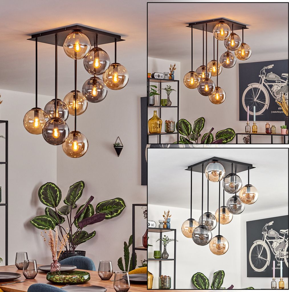 Fossobiubo Deckenlampe aus Metall/Glas in Schwarz Produktbild 