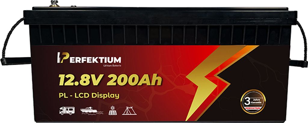 Perfektium Batterie PL LiFePO4 12.8V 200Ah Smart BMS & LCD Bildschirm