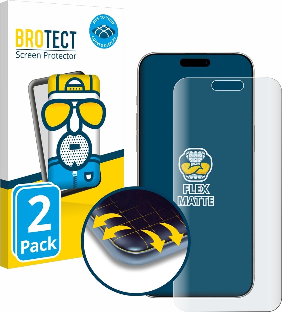 2x BROTECT Fullscreen Schutzfolie für Apple iPhone 16 Pro Max Displayschutz Folie Fullcover Matt Entspiegelungsfolie