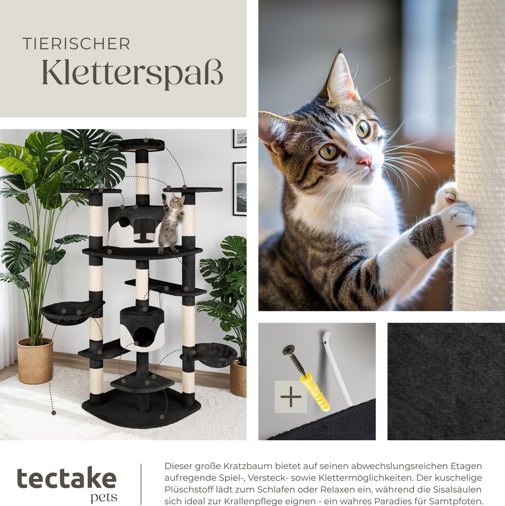 Kratzbaum Fippi 201 cm inklusive Spielkordel und Kippschutz Produktbild 6