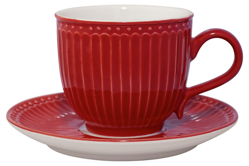Tazza e piattino in Vetroceramica Alice Red Immagine del prodotto 