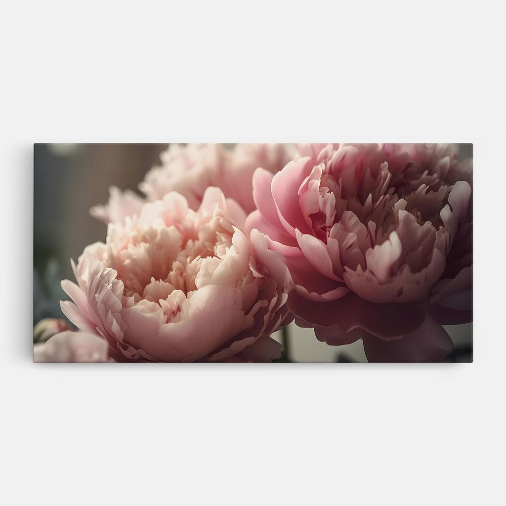 ARTHUB Leinwandbild 40x80 cm, Cream Dreamy Peony | Wohnzimmerdekoration, Hängende Bilder, Wanddekoration, Heimdekoration, Blumen, Pfingstrosen