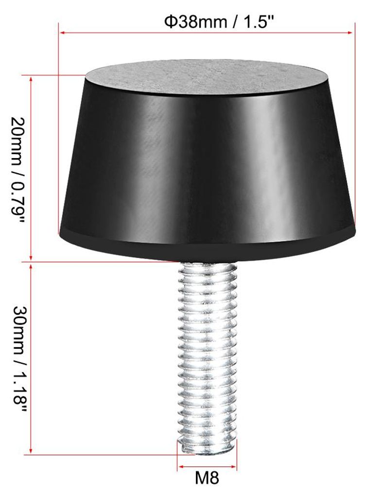 4STK Gummi Schwingungs D?mpfungs Halterung mit M8 x 30mm Stehbolzen 1,5 "x 0,79"