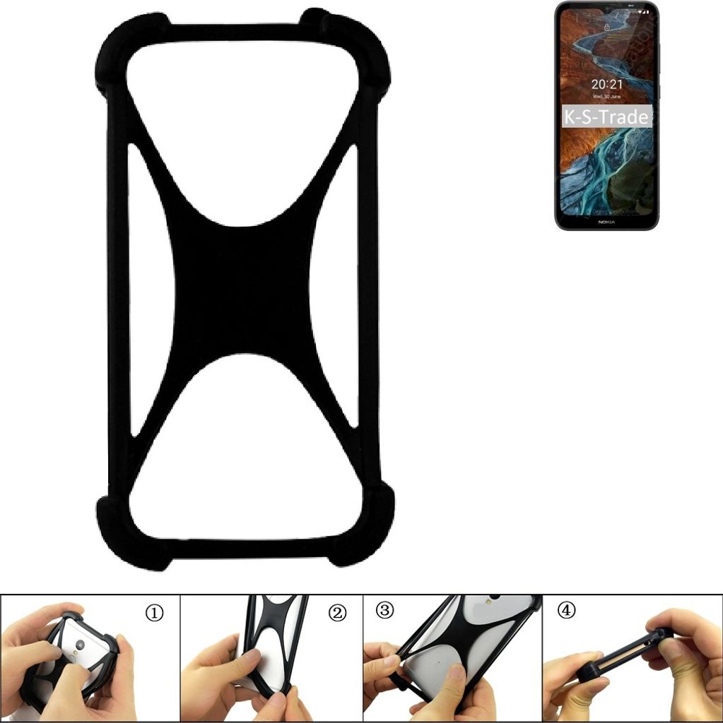 K-S-Trade Handy-Hülle Schutz-Hülle kompatibel mit Nokia C10 Silikon Bumper TPU Softcase Smartphone Stoßschutz, schwarz