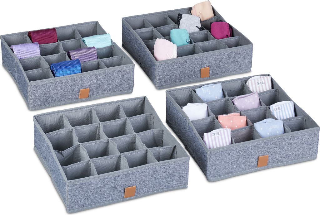 Relaxdays Organizer per biancheria intima, set da 4, Immagine del prodotto 