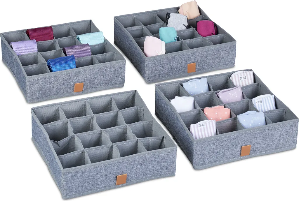 Organiseur de sous-vêtements pliable en tissu avec compartiments triés