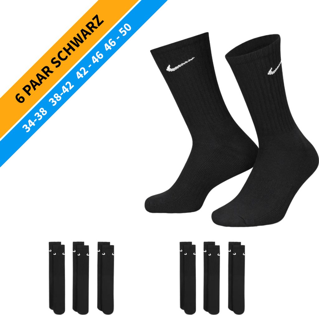 Nike Socken 6 Paar Herren Damen Sparset Tennissocken Sportsocken Laufsocken Paket Bundle