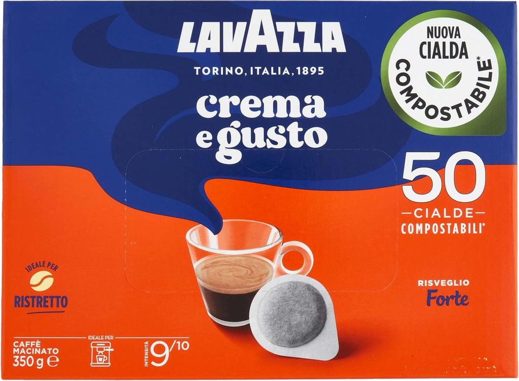 Lavazza Crema e Gusto Forte Cialde 50 Kaffeepads Italienischer Kaffee gerösteten und gemahlenen Kaffee