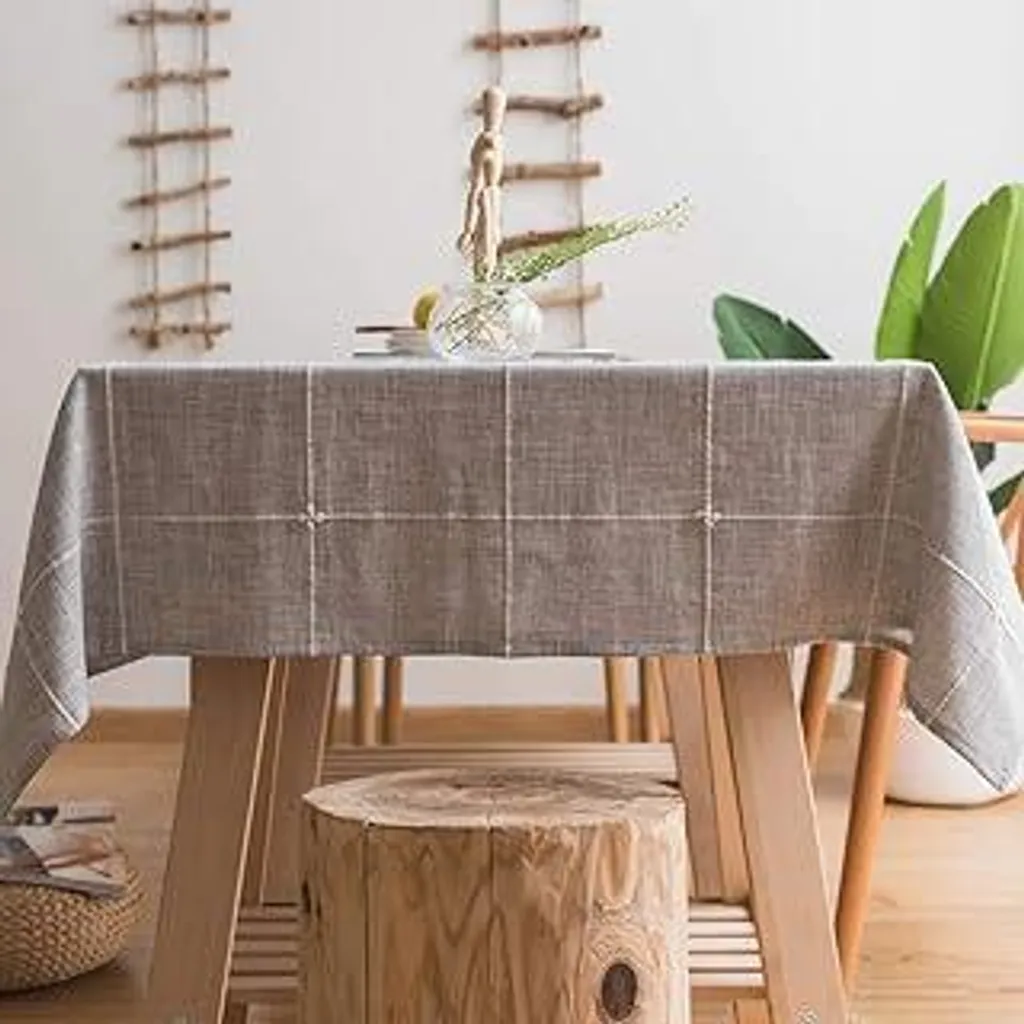 Offerta Tovaglia Boho Grigio 135x135 - Lino Cotone Alta Qualità