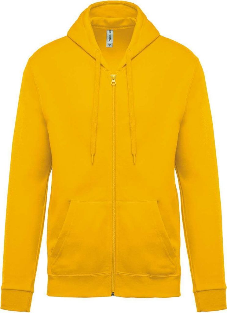 Kariban Herren Sweatjacke Kapuzenpullover Hoodie Sweatshirt Pullover, Größe:XS, Farbe:Gelb