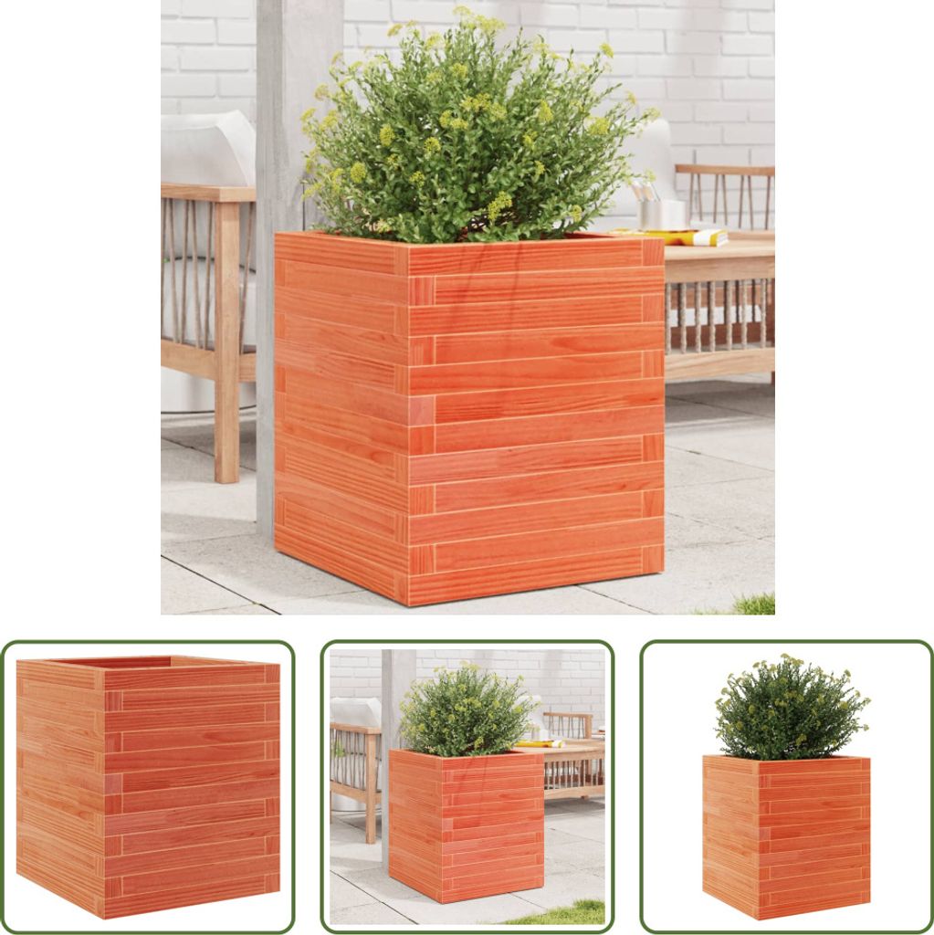 The Living Store Pflanzkübel Wachsbraun 40x40x46 cm Massivholz Kiefer