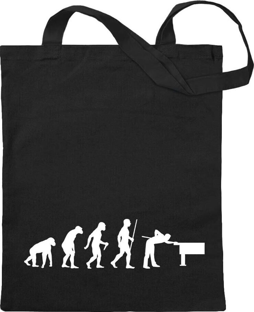 Kiwistar - Baumwolltasche - schwarz - Billard Pool Evolution - Tragetasche Stoffbeutel Umhängetasche Langer Henkel