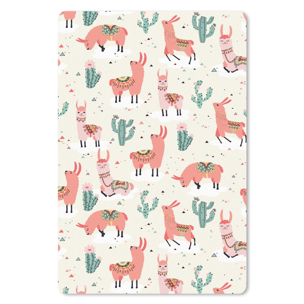 MuchoWow Mauspad Mousepad Lama - Muster - Kaktus 40x60 cm - Mousepads - Maus Mat - Pad - Mausunterlage - Schreibtisch Accesoire