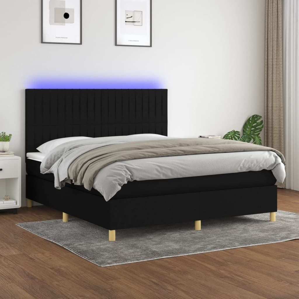 Maison Exclusive - Boxspringbett mit Matratze & LED Schwarz 180x200 cm Stoff