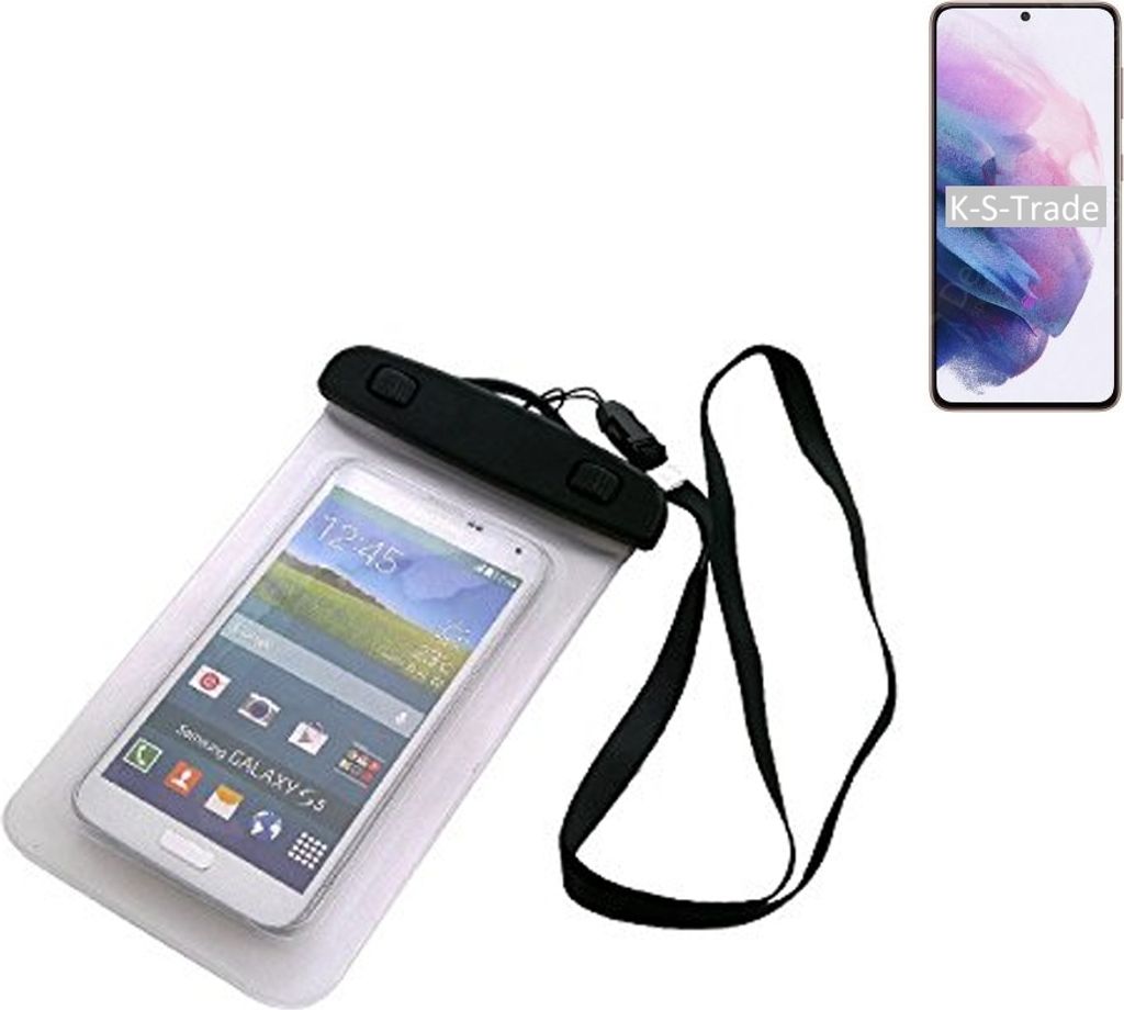 K-S-Trade Schutz Hülle Handy Hülle Kompatibel mit Samsung Galaxy S21 5G Exynos Beach Bag wasserdicht 16cm x 10cm Schutzhülle Staub Sand Flachwasser