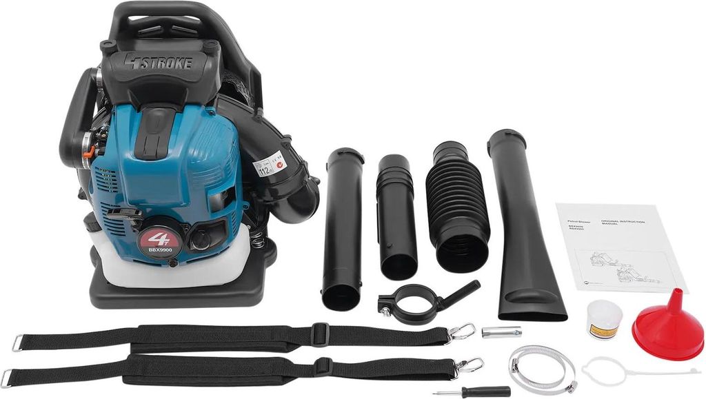 Rucksack-Laubbläser - 4-Takt-Benzinmotor - 75,6 cm³ starker Motor - Profiqualität - Komfortgurte - Für Laub, Schnee und Schmutz