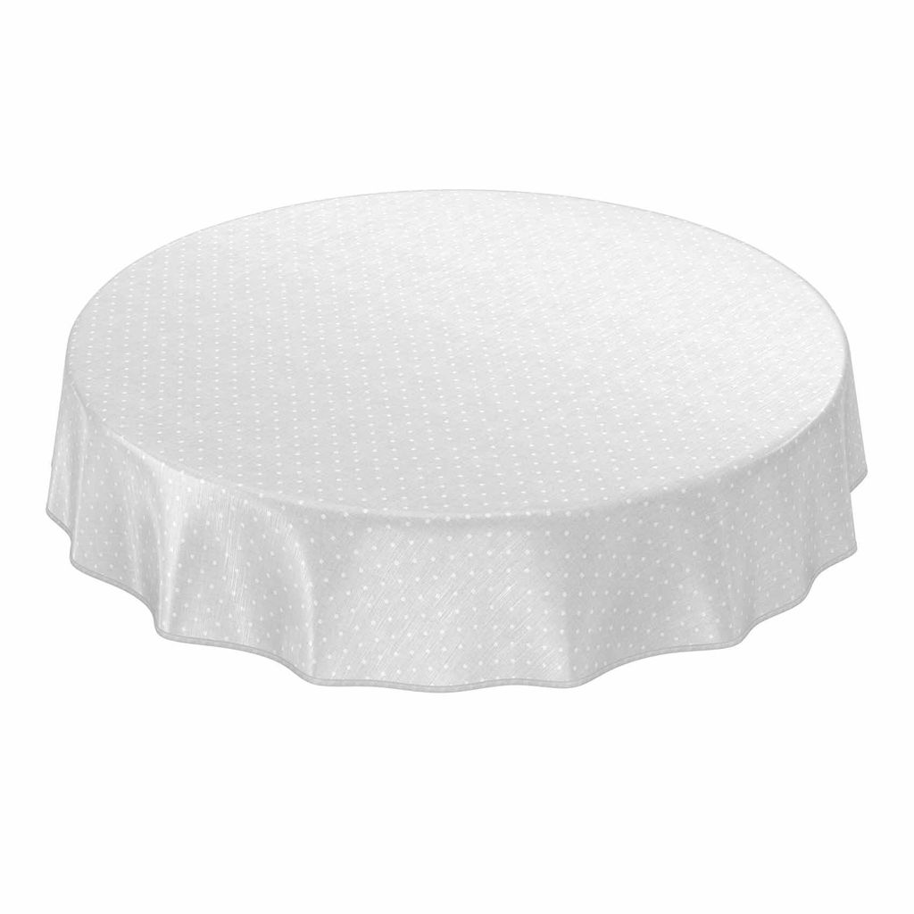 Tischdecke Wachstuch Gepunktet Grau Robust Wasserabweisend Rund 120 cm