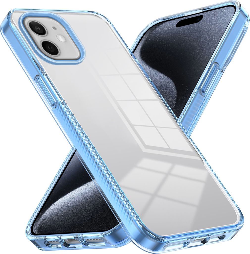 Hülle für iPhone 12 / 12 Pro Rutschfest Kristallklare Stoßfeste TPU Bumper Handyhülle Blau