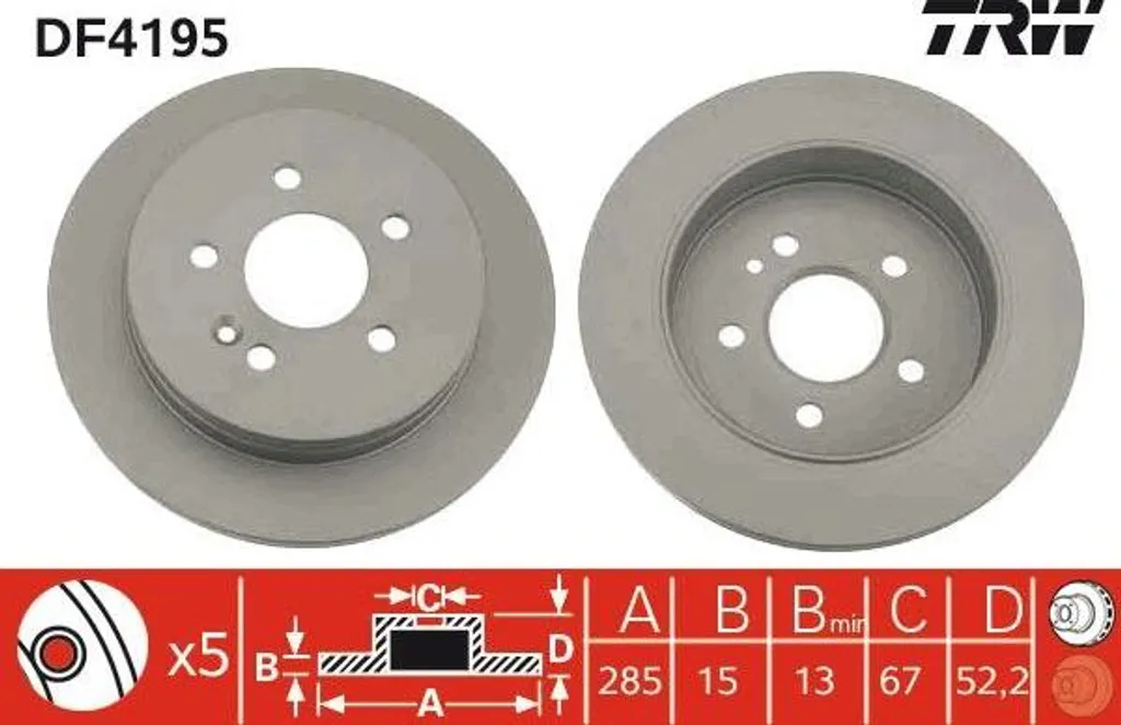 Disque de frein TRW DF4195 OE A1634210112 pour Mercedes-Benz Classe M