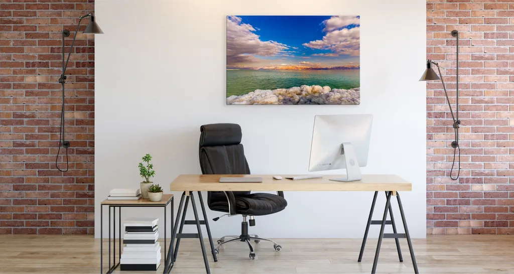 Quadro Mare XXL 120x80 - Stampa su Tela Artistica Baia e Nuvole - 2