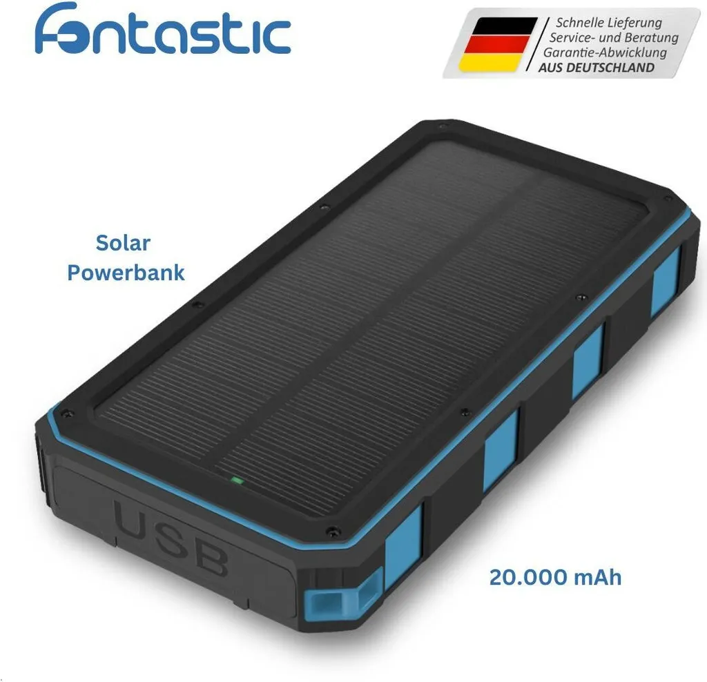 Batterie Externe Solaire Fontastic Xora 20Q 20000mAh Powerbank Noire