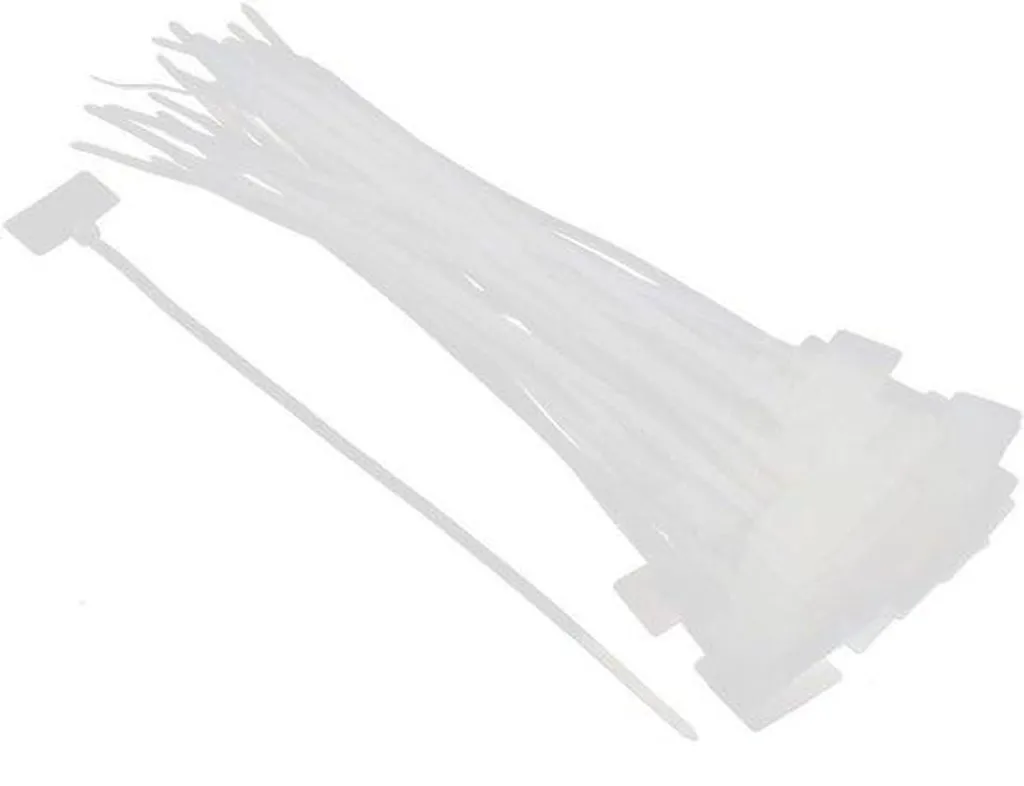 Étiquettes pour câbles réseau noirs 4 x 200 mm - Lot de 50 attaches