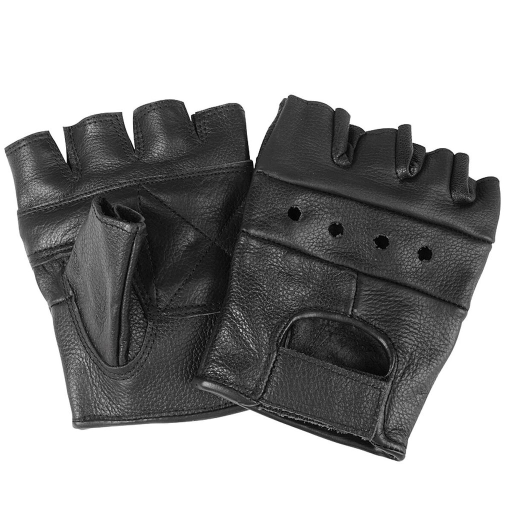 Biker Fingerlinge, Lederhandschuhe ohne Nieten XS