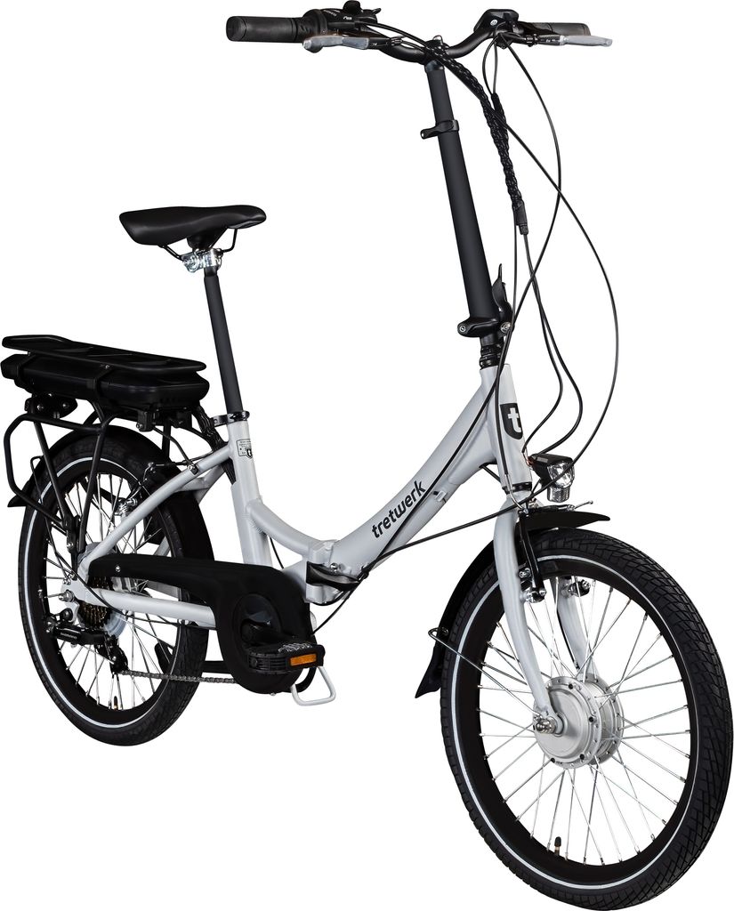Tretwerk Chioni E Bike Faltrad 20 Zoll Elektrofahrrad Damen Herren 145 - 175 cm Pedelec Klapprad silber