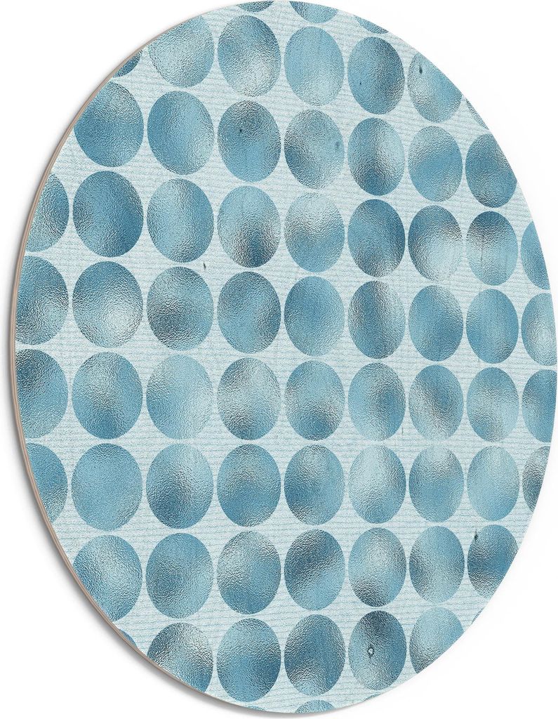 DEQORI Holzbild Ø 50 cm 'Kreisstruktur in Eisblau' Bild auf Holz Wandbild Kunstdruck