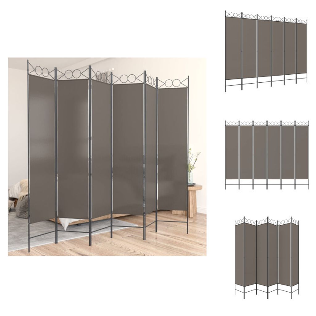 vidaXL 6-tlg. Paravent Anthrazit 240x220 cm Stoff - Raumteiler