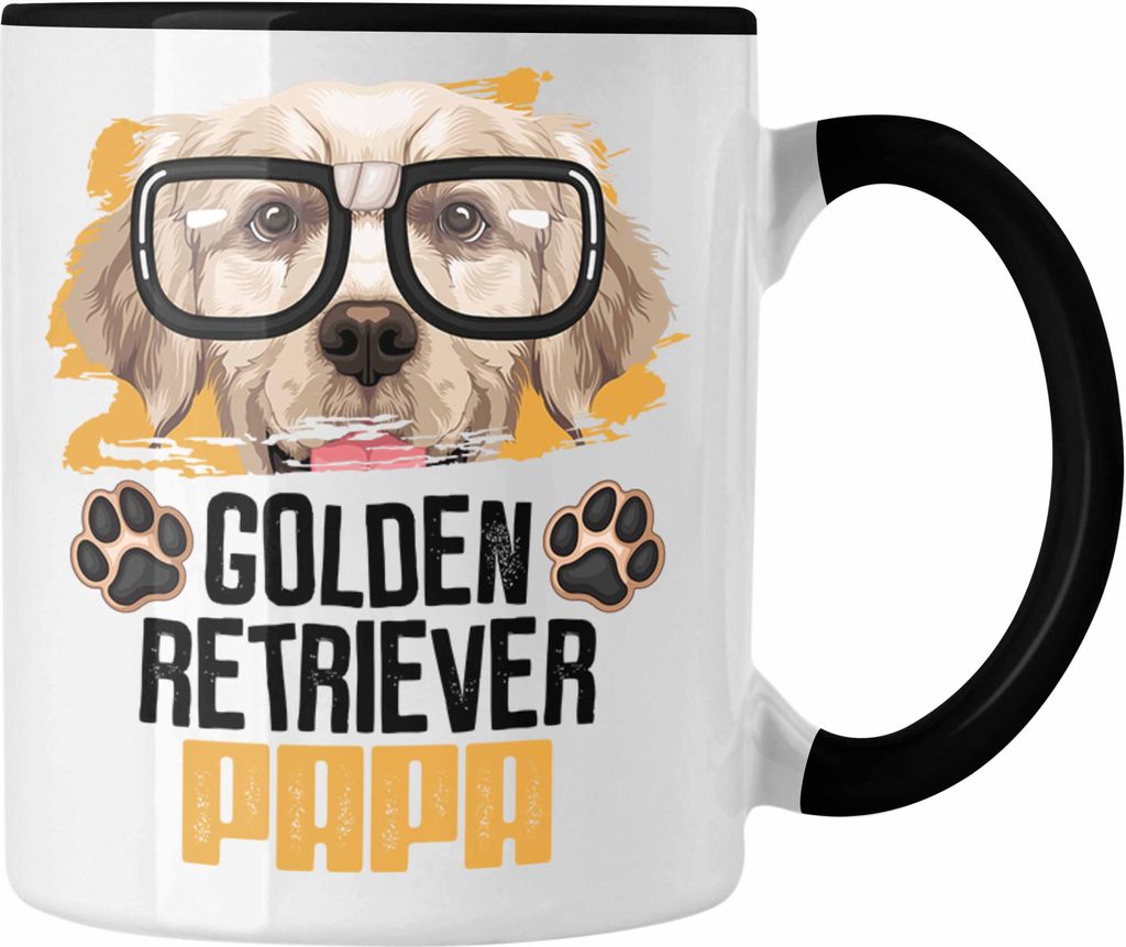Trendation - Golden Retriever Papa Besitzer Tasse Geschenk Lustiger Spruch Geschenkidee Golden Retriever Liebhaber (Schwarz)
