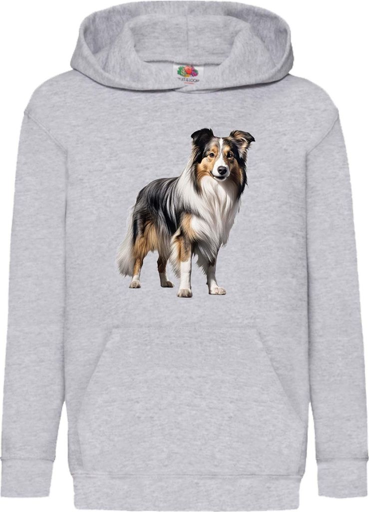 Kinder Kapuzenpullover Dogs Breeds Collie Dog Breed 005, 5-6 Jahr - 116 / Grau