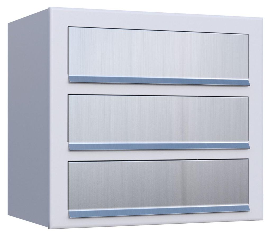 Wandbriefkasten Cube for Three in Weiß mit Edelstahlklappe