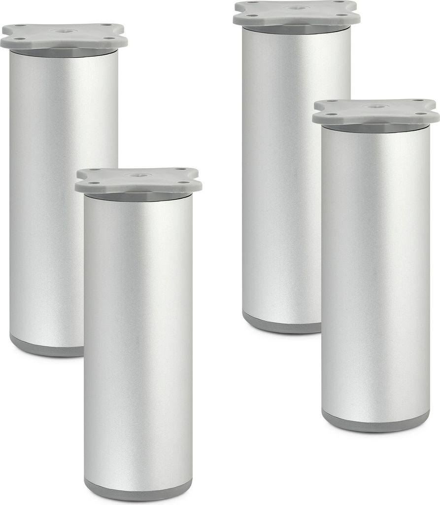 4er Set Möbelfüße ECHO 120 mm Silberoptik eloxiert