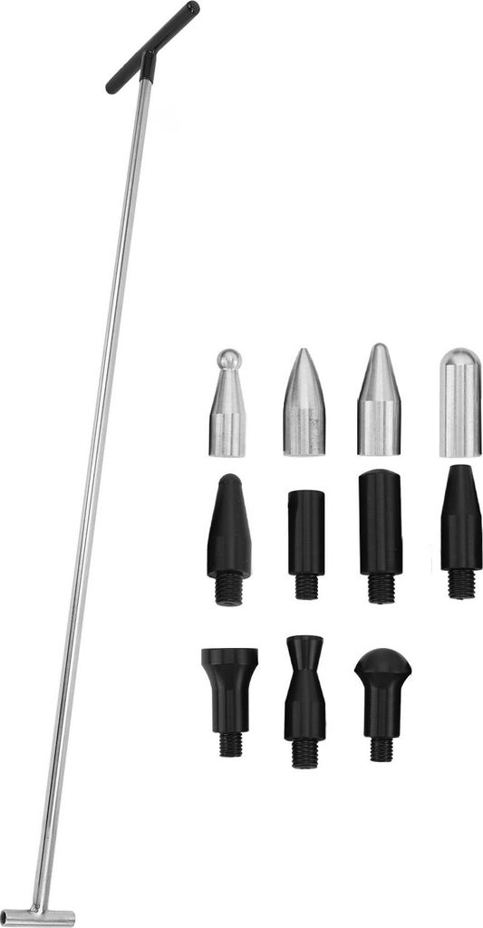 Lacklose Dellen-Reparaturstangen, Werkzeuge zum Entfernen von Edelstahl mit 14 austauschbaren Köpfen für Hagelschäden