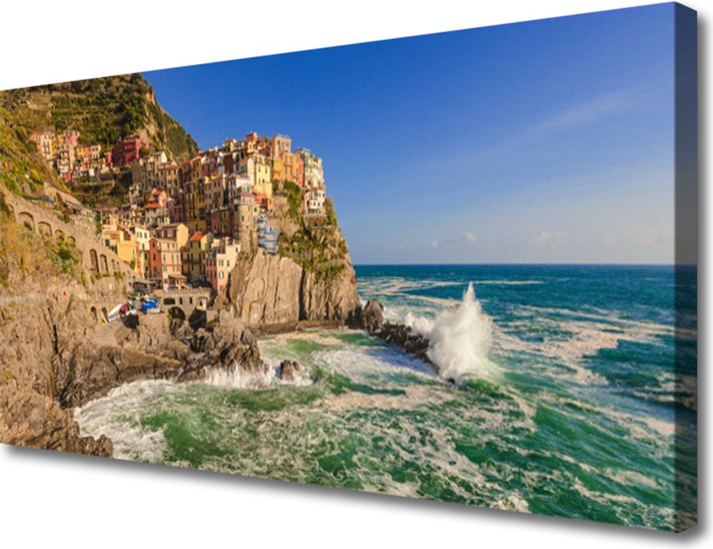 Tulup Leinwand-Bilder 100x50 Wandbild Canvas Kunstdruck Meer Gebirge Landschaft