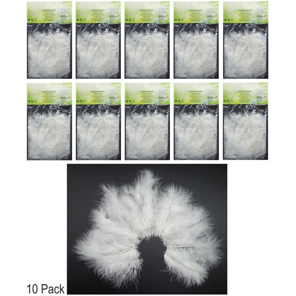 10-Pack Weiße Federn zum Basteln und Schmücken (6-10cm)