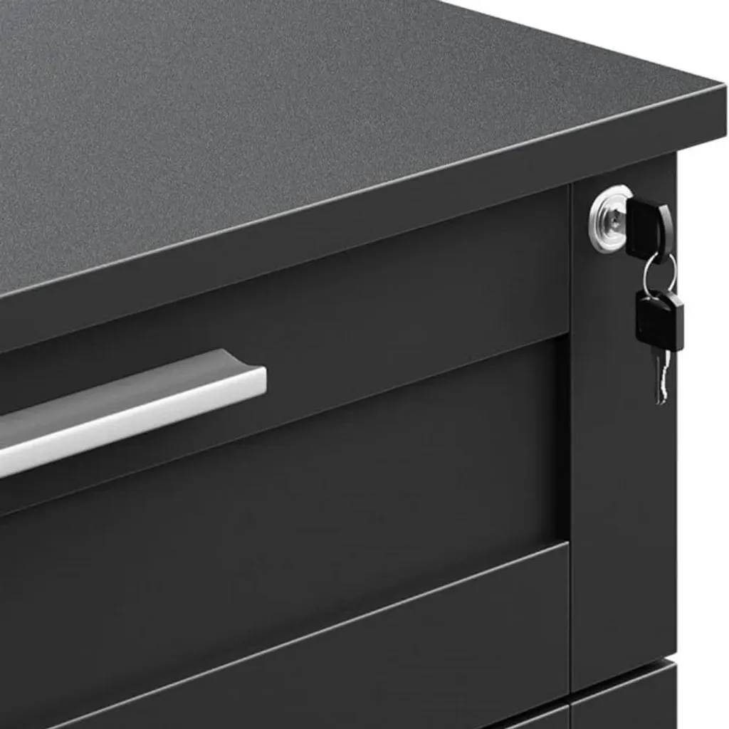 Meuble de rangement bureau gris clair - Caisson 3 tiroirs verrouillable