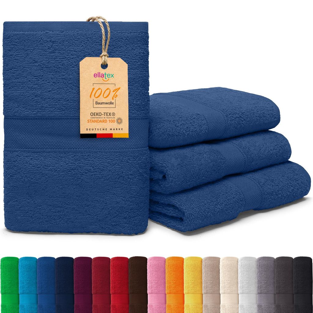 EllaTex PARIS 4er Set Saunatücher XXL 100x200 cm – 100% Baumwolle, 500 g/m² Frottier, Vorteilspack, in Farbe: Königsblau