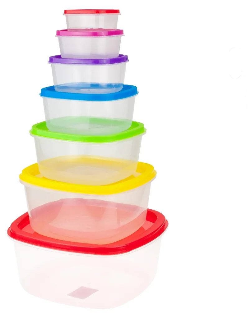 Set de 7 Boîtes à Lunch Empilables - Plastique Hermétique sans BPA - 2