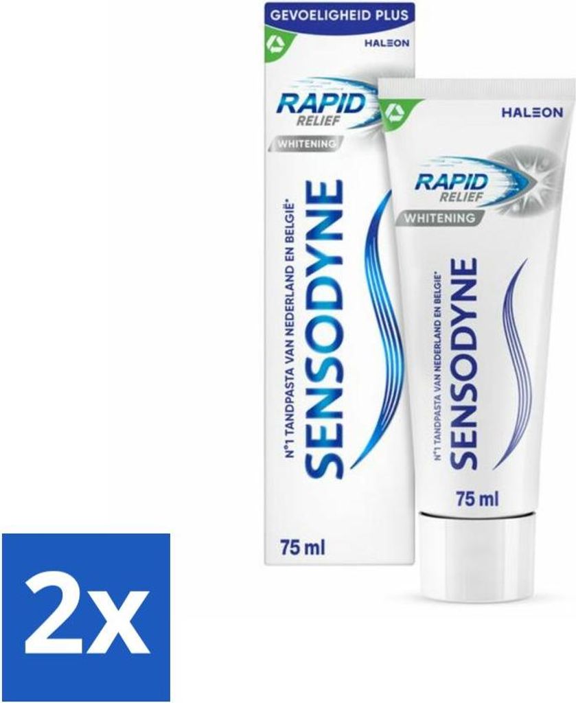 Sensodyne Zahnpasta – Rapid Relief Whitening – Schnelle Linderung von Zahnempfindlichkeit – 75 ml - Vorteilspack - 2 Stücke