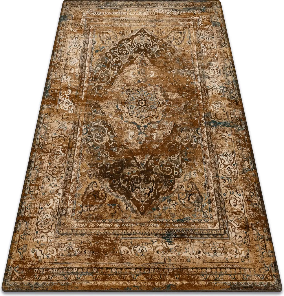 Tapis laine antidérapant NURI 135x200 cm cognac pour sol froid et dur