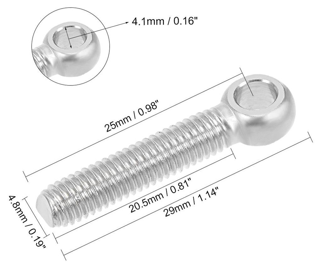 5 Stš¹cke M5 x 25mm 304 Edelstahl Maschinen Schulter Linkes Auge Bolzen Rigg DE