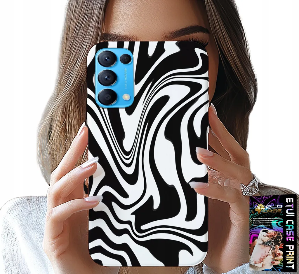 Cover Oppo Reno 5 4G 5G Astratta: Vetro Temperato Bianco e Nero