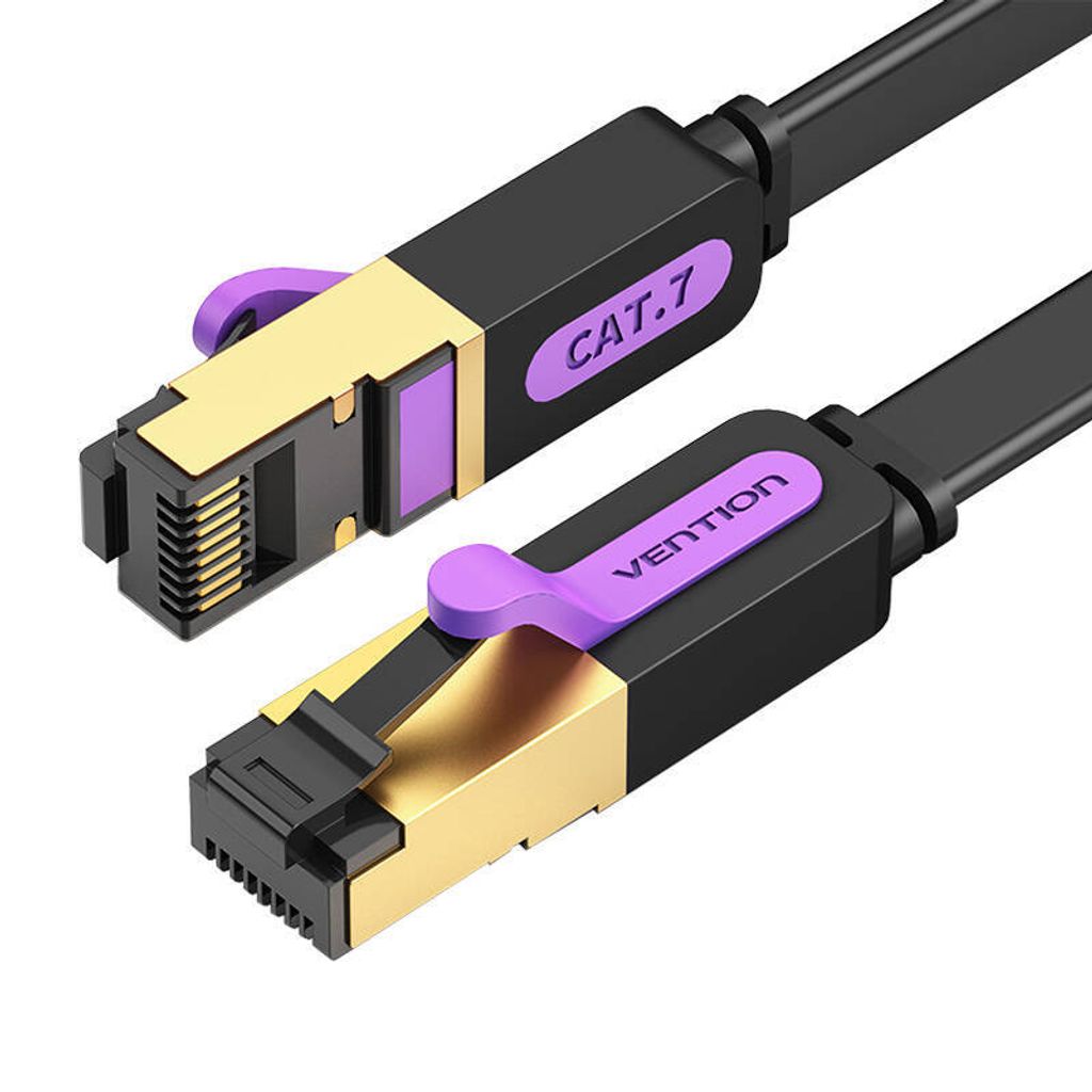Flaches Netzwerkkabel UTP CAT7 Vention ICABD RJ45 Ethernet 10Gbps 0,5m Schwarz