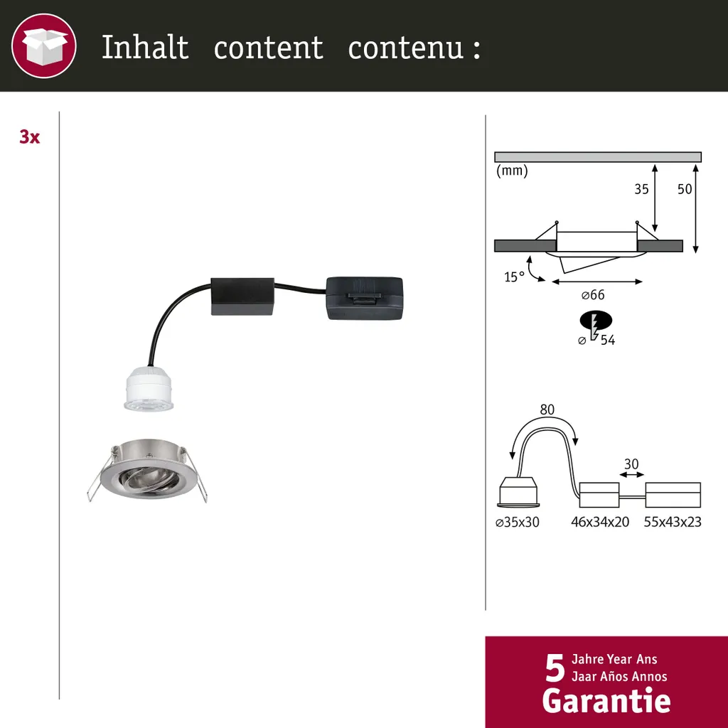 Set 3 Faretti LED Paulmann Nova Mini: Installazione Rapida 230V - 4