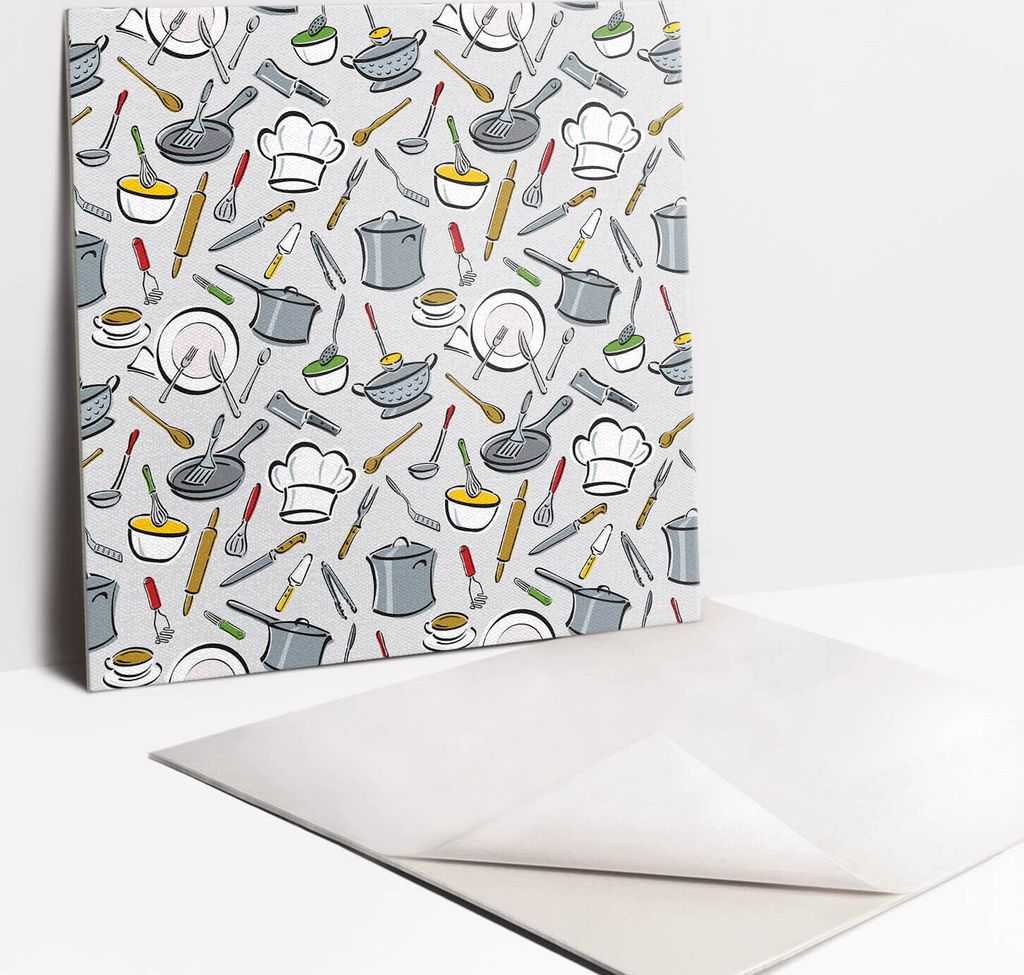 Fliesenaufkleber Set - 9 Stück Selbstklebende PVC Fliesen-Designs - Für Bad und Küche 30 x 30 - Küchenapparat