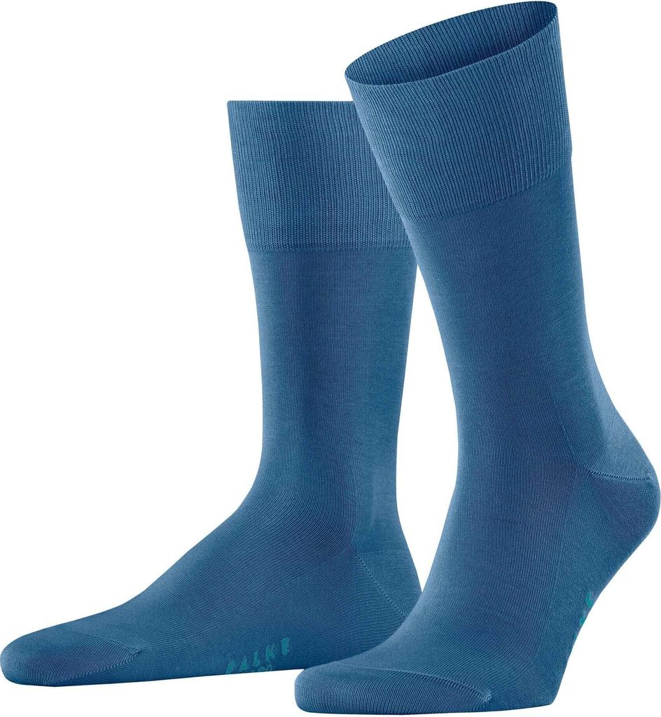 FALKE Herren Socken - Tiago, Strümpfe, Baumwolle, Logo, lang, einfarbig Blau (Sky Blue) 45-46