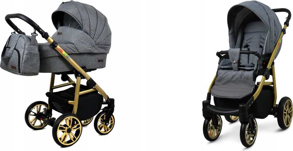 BabyLux Color Lux | 2in1 Kinderwagen Set | Grey Flex | Kombikinderwagen | Kinderwagenset | Bugg