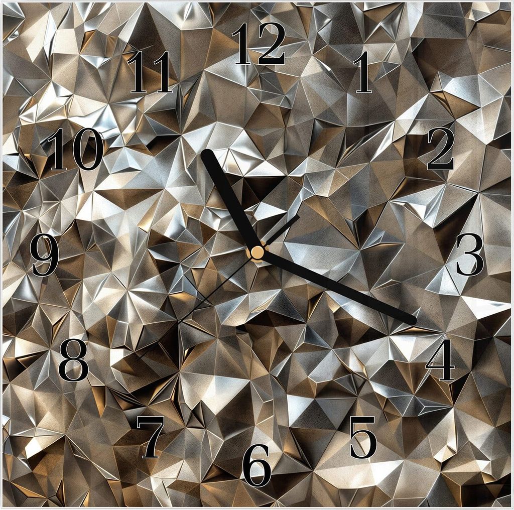 Wanduhr aus Glas mit Motiv Geometrisches Muster- 30 x 30 cm - inkl. Aufhängesystem